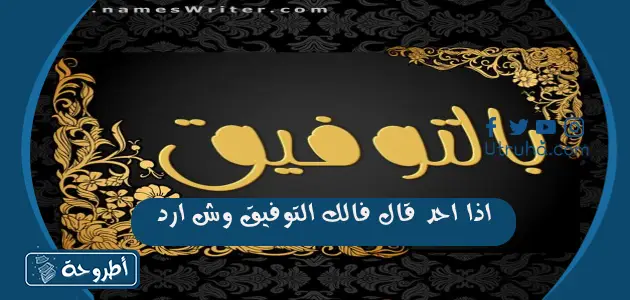 اذا احد قال فالك التوفيق وش ارد