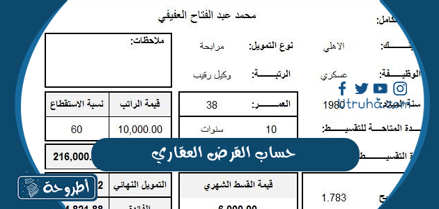 حساب القرض العقاري